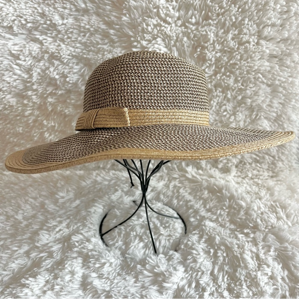 Wide Brim Flat Top Floppy Sun Hat Beach Hat Tan Brown